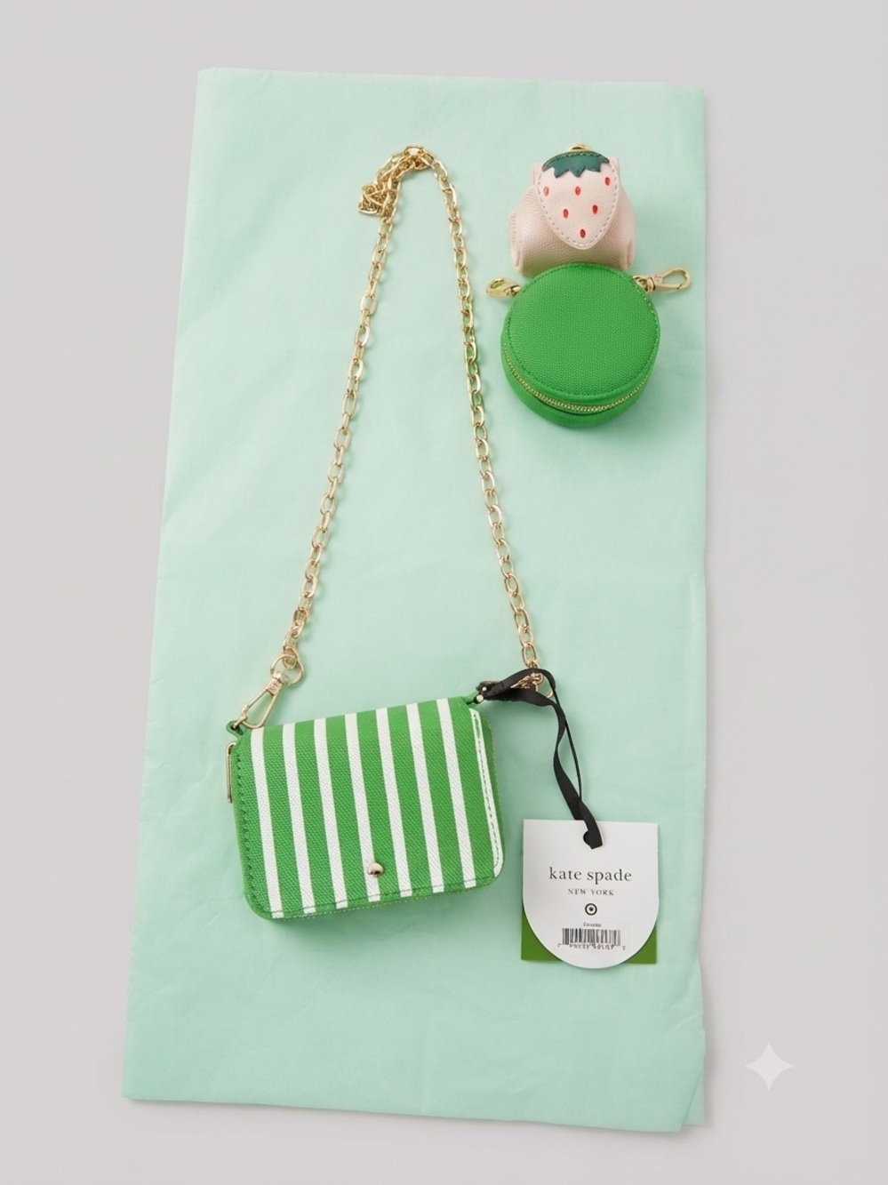 EUC-Stripe Mini Crossbody Bag New York x Target Green/white by Kate Spade ♠️